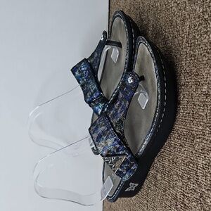 Alegria Carina Leather Sandals Blue Metallic Design Sz 38 / 8 Womens